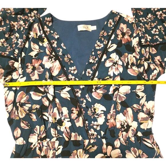 Eliza J Dress Womens Size 16 Green Floral V Neck Fit And Flare Mini - Picture 7 of 11